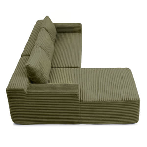 English Elm 97'' Modular Corduroy Sectional with Deep Seat Cushions for Spacious Living Rooms Green - B W1117P457762