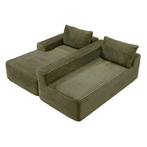 English Elm 97'' Modular Corduroy Sectional with Deep Seat Cushions for Spacious Living Rooms Green - B W1117P457762