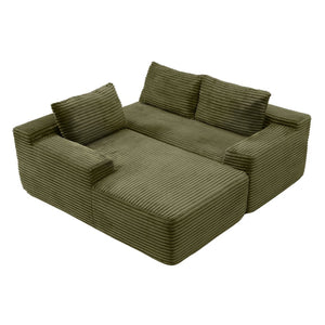 English Elm 97'' Modular Corduroy Sectional with Deep Seat Cushions for Spacious Living Rooms Green - B W1117P457762