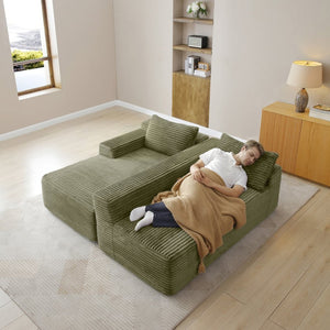 English Elm 97'' Modular Corduroy Sectional with Deep Seat Cushions for Spacious Living Rooms Green - B W1117P457762