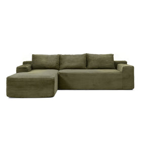 English Elm 97'' Modular Corduroy Sectional with Deep Seat Cushions for Spacious Living Rooms Green - B W1117P457762