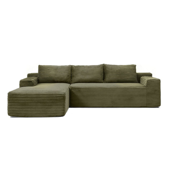 English Elm 97'' Modular Corduroy Sectional with Deep Seat Cushions for Spacious Living Rooms Green - B W1117P457762