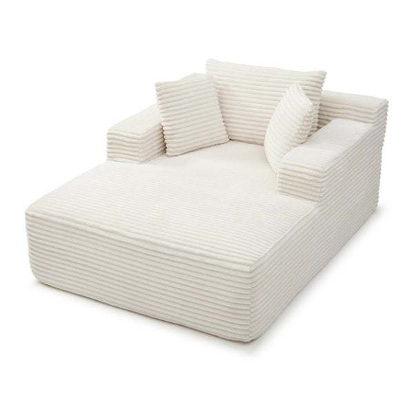 English Elm 49 Inch Oversized Corduroy Chaise Lounge with Pillows for Bedroom or Living Room W1117P509769