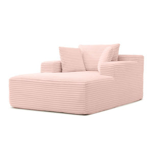 English Elm 49 Inch Corduroy Chaise Lounge with Wide Arms Three Pillows Ready to Relax Instantly W1117P509773