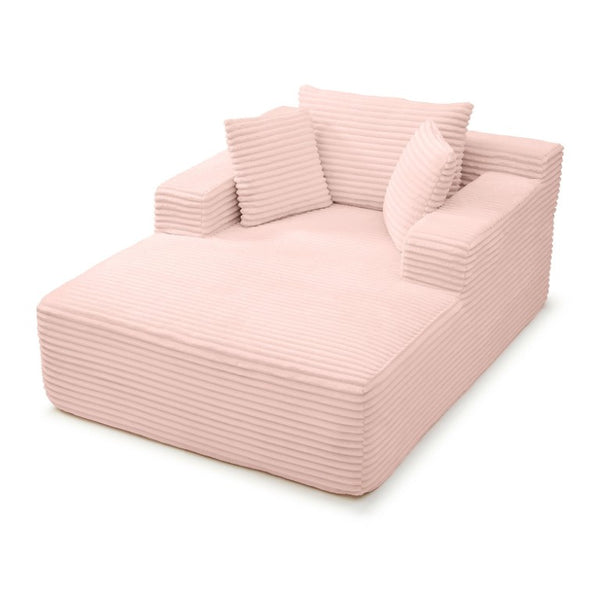 English Elm 49 Inch Corduroy Chaise Lounge with Wide Arms Three Pillows Ready to Relax Instantly W1117P509773