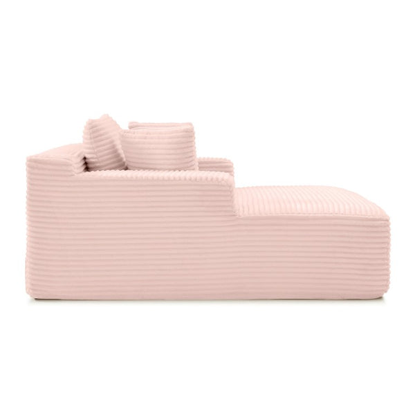 English Elm 49 Inch Corduroy Chaise Lounge with Wide Arms Three Pillows Ready to Relax Instantly W1117P509773