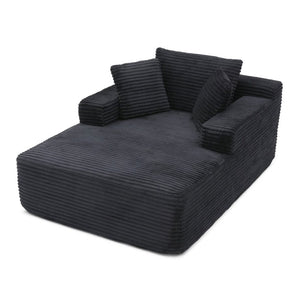 English Elm 49 Inch Ribbed Corduroy Chaise Lounge with Firm Foam Support Wide Arms and Lumbar Pillows W1117P523138