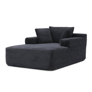 English Elm 49 Inch Ribbed Corduroy Chaise Lounge with Firm Foam Support Wide Arms and Lumbar Pillows W1117P523138