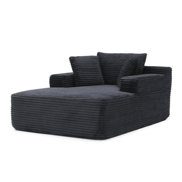 English Elm 49 Inch Ribbed Corduroy Chaise Lounge with Firm Foam Support Wide Arms and Lumbar Pillows W1117P523138