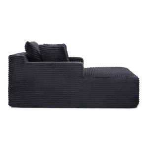 English Elm 49 Inch Ribbed Corduroy Chaise Lounge with Firm Foam Support Wide Arms and Lumbar Pillows W1117P523138