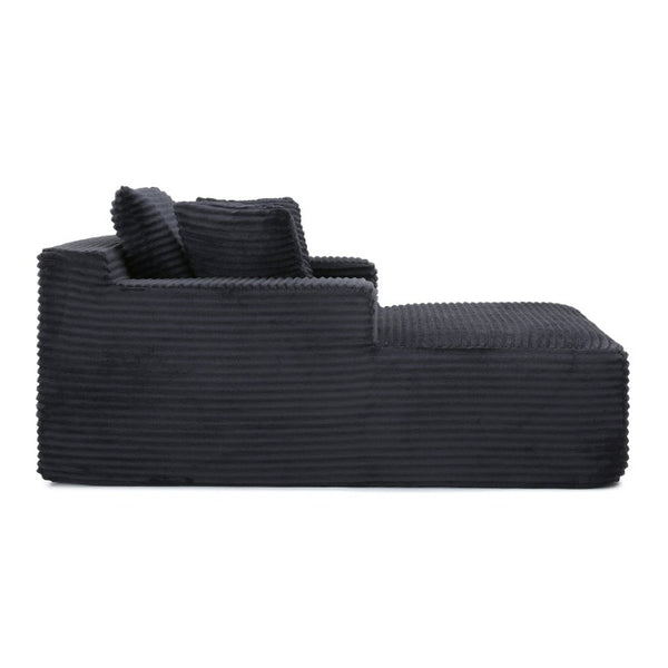 English Elm 49 Inch Ribbed Corduroy Chaise Lounge with Firm Foam Support Wide Arms and Lumbar Pillows W1117P523138