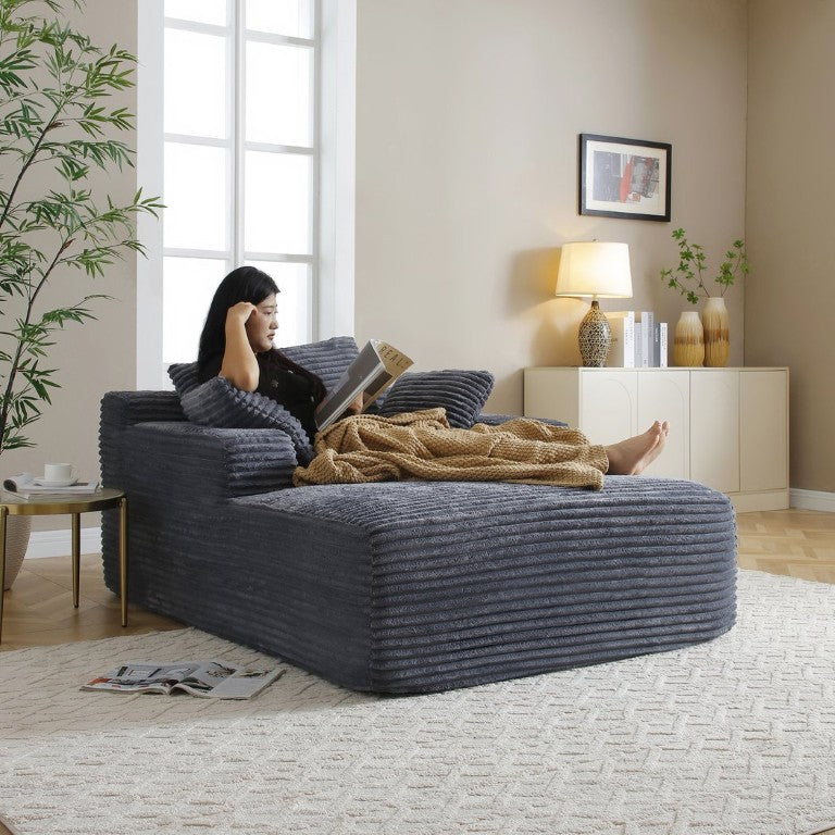 English Elm 49 Inch Corduroy Chaise Lounge with Wide Arms High Density Foam and Three Pillows W1117P523147