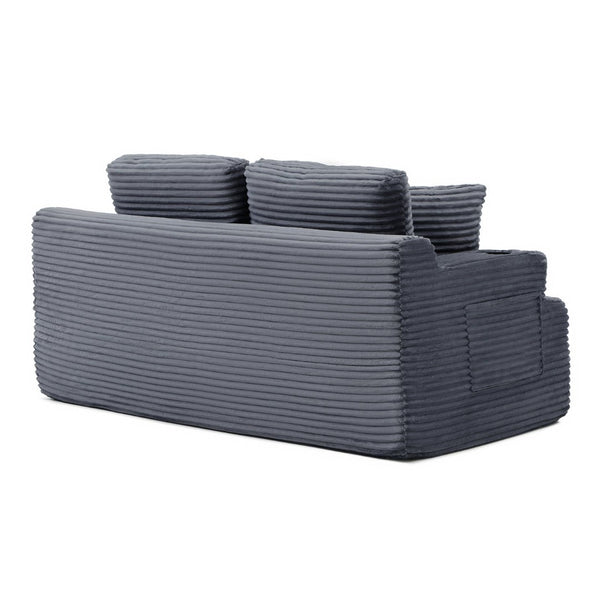English Elm 66.5''boneless Floor Sofa Two Seat Corduroy Lounge with Cup Holders and Side Pockets Grey W1117P529637