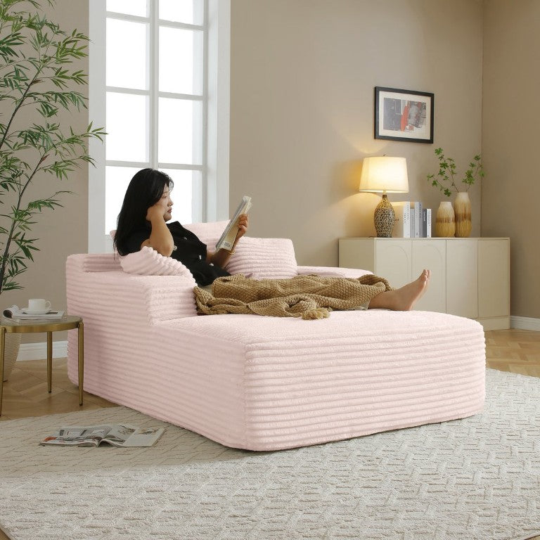 English Elm 49 Inch Ribbed Corduroy Indoor Chaise Lounge Fully Assembled with Pillows Wide Arms W1117P537638