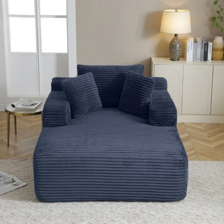 English Elm 49 Inch Corduroy Indoor Chaise Lounge Ready to Use with Foam Support and Pillows W1117P537641