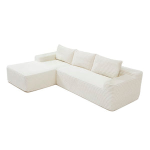 English Elm 97 Inch Modular L-Shape Sectional Corduroy Cloud Couch Deep Seat Living Room Sofa W1117P538481