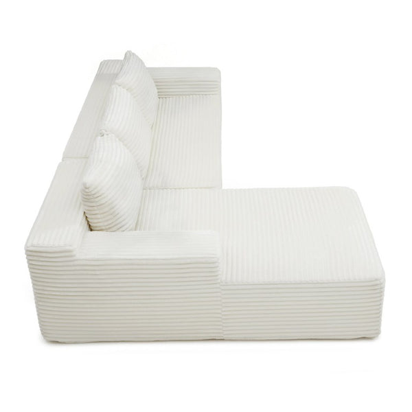 English Elm 97 Inch Modular L-Shape Sectional Corduroy Cloud Couch Deep Seat Living Room Sofa W1117P538481