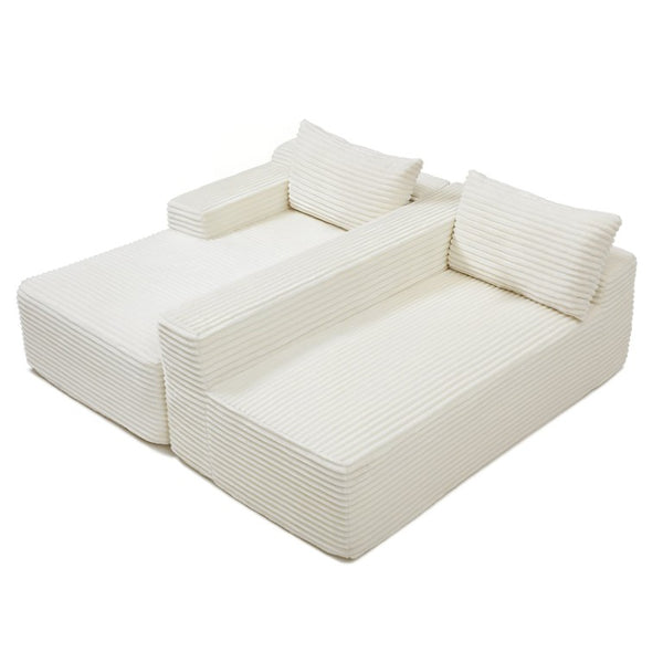 English Elm 97 Inch Modular L-Shape Sectional Corduroy Cloud Couch Deep Seat Living Room Sofa W1117P538481