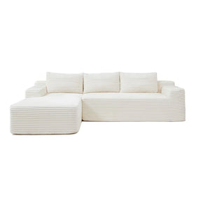 English Elm 97 Inch Modular L-Shape Sectional Corduroy Cloud Couch Deep Seat Living Room Sofa W1117P538481