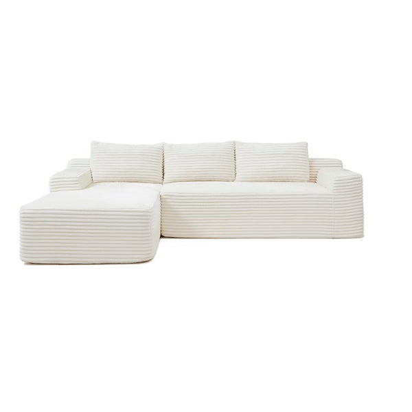 English Elm 97 Inch Modular L-Shape Sectional Corduroy Cloud Couch Deep Seat Living Room Sofa W1117P538481