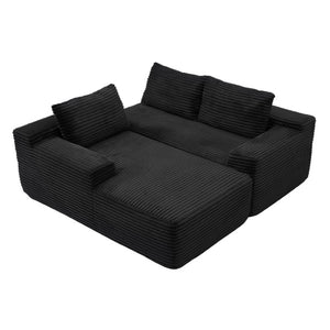 English Elm 97 Inch Modular Cloud Sectional Corduroy Sofa Deep Seat L Shape Living Room Lounge W1117P538483
