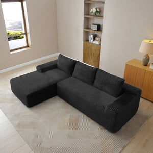 English Elm 97 Inch Modular Cloud Sectional Corduroy Sofa Deep Seat L Shape Living Room Lounge W1117P538483