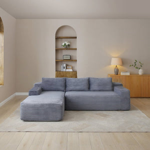 English Elm 97 Inch Modular L Shaped Sectional with Corduroy Upholstery Deep Seat Cloud Comfort W1117P538493