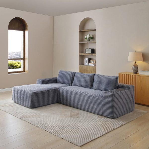 English Elm 97 Inch Modular L Shaped Sectional with Corduroy Upholstery Deep Seat Cloud Comfort W1117P538493