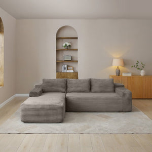 English Elm 97 Inch Modular Cloud Sectional with Deep Seat Corduroy Upholstery for Living Rooms W1117P538498