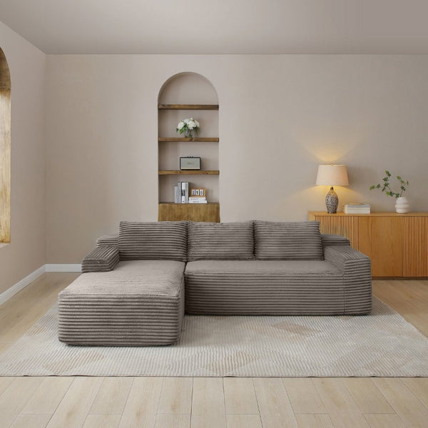 English Elm 97 Inch Modular Cloud Sectional with Deep Seat Corduroy Upholstery for Living Rooms W1117P538498