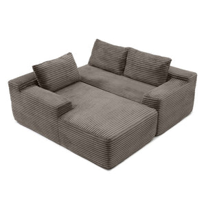 English Elm 97 Inch Modular Cloud Sectional with Deep Seat Corduroy Upholstery for Living Rooms W1117P538498