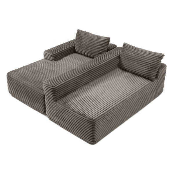 English Elm 97 Inch Modular Cloud Sectional with Deep Seat Corduroy Upholstery for Living Rooms W1117P538498