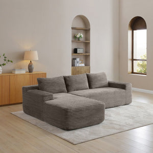 English Elm 97 Inch Modular Cloud Sectional with Deep Seat Corduroy Upholstery for Living Rooms W1117P538498