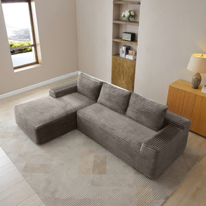 English Elm 97 Inch Modular Cloud Sectional with Deep Seat Corduroy Upholstery for Living Rooms W1117P538498