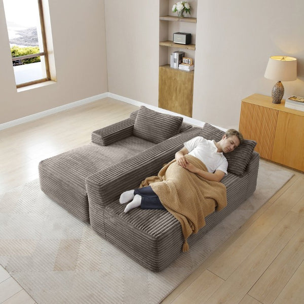 English Elm 97 Inch Modular Cloud Sectional with Deep Seat Corduroy Upholstery for Living Rooms W1117P538498