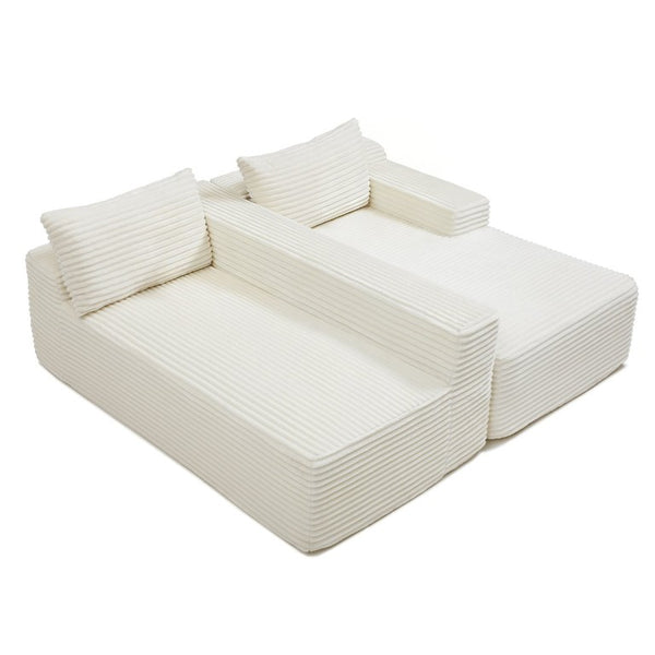 English Elm 97 Inch Modular Cloud Sectional Corduroy L-Shape Sofa with Deep Sink-In Cushions W1117P538501