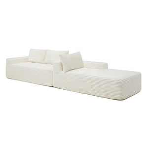 English Elm 97 Inch Modular Cloud Sectional Corduroy L-Shape Sofa with Deep Sink-In Cushions W1117P538501