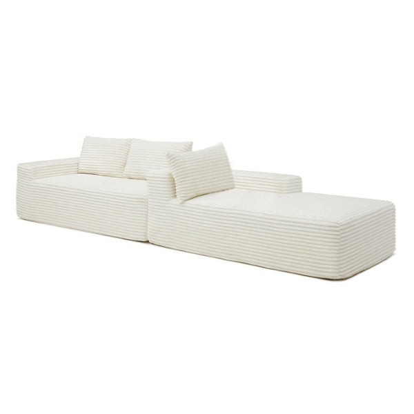 English Elm 97 Inch Modular Cloud Sectional Corduroy L-Shape Sofa with Deep Sink-In Cushions W1117P538501