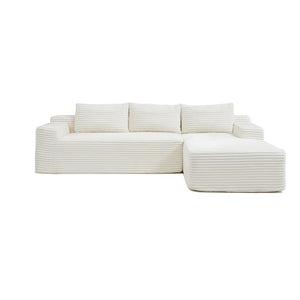 English Elm 97 Inch Modular Cloud Sectional Corduroy L-Shape Sofa with Deep Sink-In Cushions W1117P538501