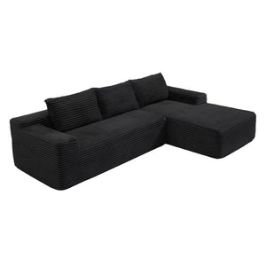 English Elm 97 Inch Modular Cloud Sectional Corduroy Couch Deep Seat L Shape Living Room Sofa W1117P538502