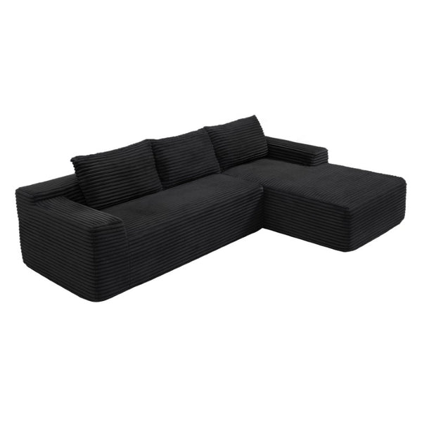 English Elm 97 Inch Modular Cloud Sectional Corduroy Couch Deep Seat L Shape Living Room Sofa W1117P538502