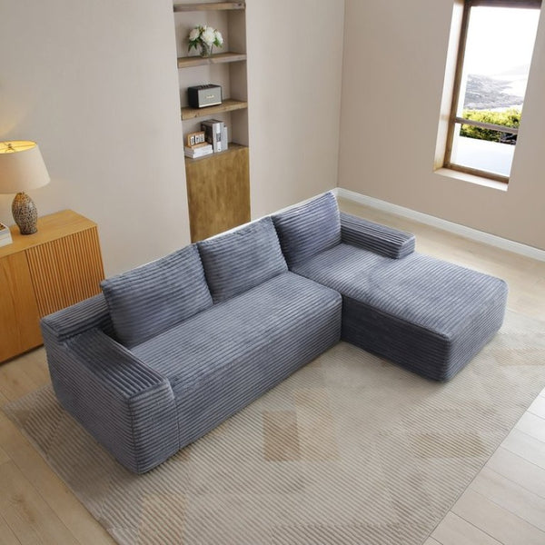 English Elm 97 Inch Modular L Shaped Sectional with Deep Corduroy Cushions for Living Spaces W1117P538503