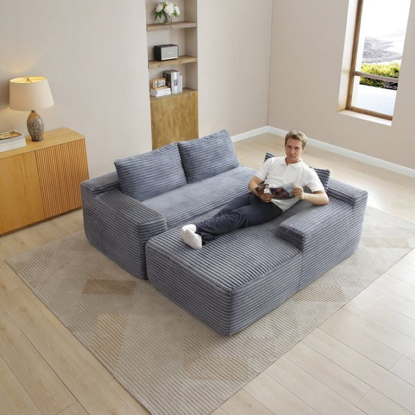 English Elm 97 Inch Modular L Shaped Sectional with Deep Corduroy Cushions for Living Spaces W1117P538503