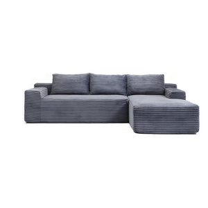 English Elm 97 Inch Modular L Shaped Sectional with Deep Corduroy Cushions for Living Spaces W1117P538503