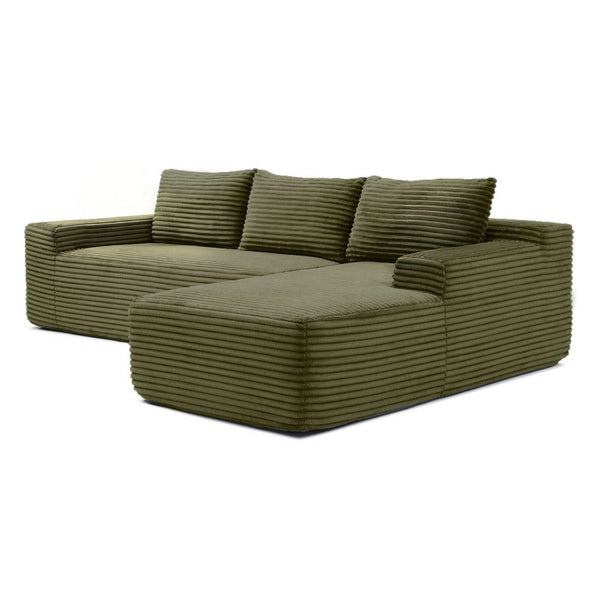 English Elm 97 Inch Modular Cloud Sectional Corduroy Sofa Deep Seat L-Shape Lounge for Living Room W1117P538537