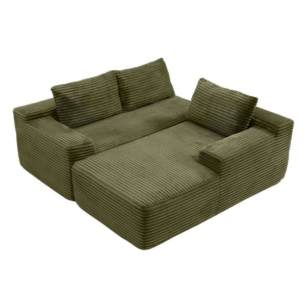 English Elm 97 Inch Modular Cloud Sectional Corduroy Sofa Deep Seat L-Shape Lounge for Living Room W1117P538537