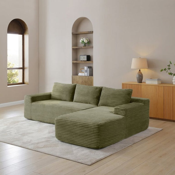 English Elm 97 Inch Modular Cloud Sectional Corduroy Sofa Deep Seat L-Shape Lounge for Living Room W1117P538537
