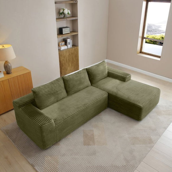 English Elm 97 Inch Modular Cloud Sectional Corduroy Sofa Deep Seat L-Shape Lounge for Living Room W1117P538537