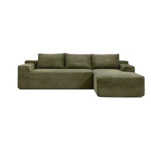English Elm 97 Inch Modular Cloud Sectional Corduroy Sofa Deep Seat L-Shape Lounge for Living Room W1117P538537