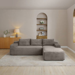 English Elm 97 Inch Modular Cloud Sectional in Wrinkle Resistant Corduroy for Relaxed Living Spaces W1117P538538